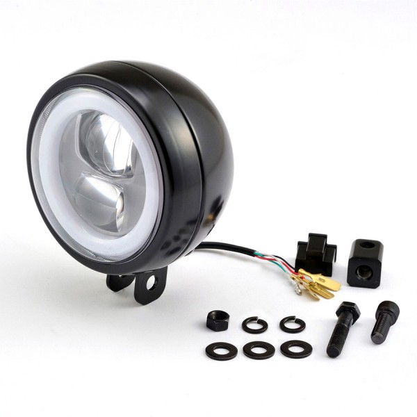LED Motorradscheinwerfer schwarz mit nur 120 mm Durchmesser und